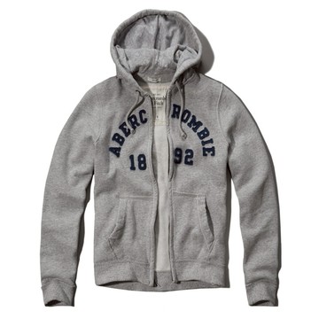 美國百分百【全新真品】Abercrombie & Fitch 外套 AF 連帽 夾克 帽T 麋鹿 灰色 XL XXL號 E362