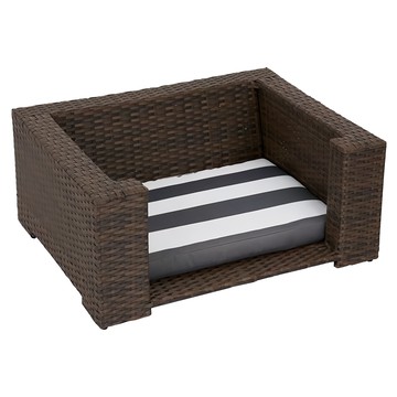 Teamson Pets 度假風情編織寵物床 含柔軟棉墊  70 x 55 x 31cm  方形編藤  1個