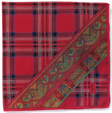 Yves Saint Laurent 復古絲巾 口袋巾 紅色 19 x 19 英吋