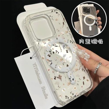 復古花膚感磁吸鈦合金灰適用iphone15pro蘋果13手機保護殼16promax透明14防摔15無線充電magsafe保護套16車載