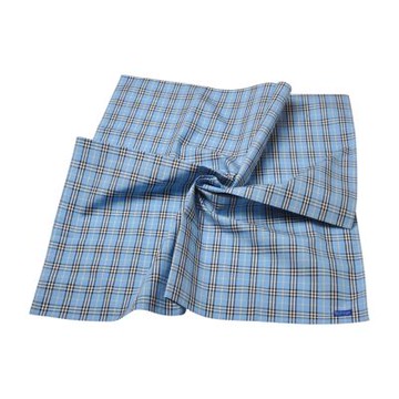 BURBERRYS BLUE LABEL 經典細格紋品牌藍標LOGO圖騰大帕領巾(天藍色系/54CM)