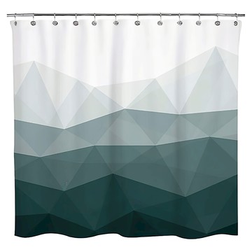 上手家居 幾何漸層防水浴簾 乾濕分離/浴室防水簾/浴室隔間/浴室簾  1個  180 x 180cm  漸層綠