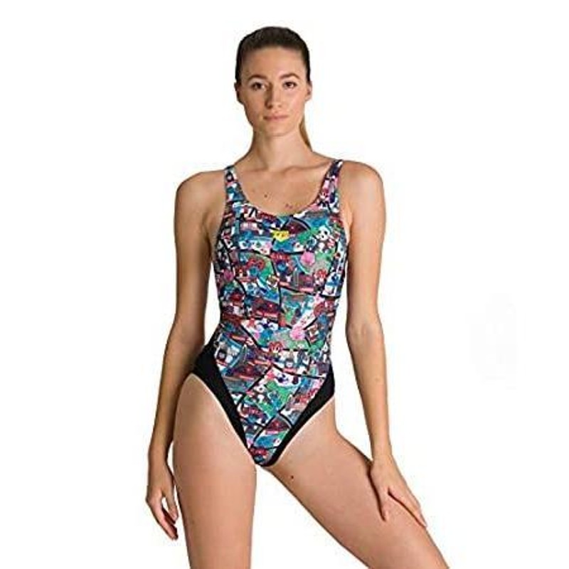 Arena Kun Map Swim Tech Back MaxLife One Piece Swimsuit, Black