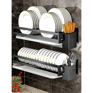 碗盤架家用不銹鋼刀架筷子筒瀝水架碗碟收納掛架置物架轉角抽拉