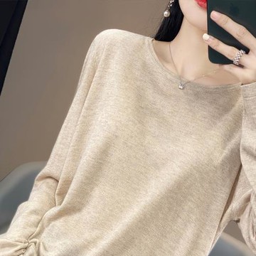 細羊毛衫薄款毛衣寬松慵懶風大碼打底衫內搭上衣女高級感獨特別致