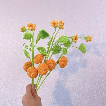 手作鉤織豐收南瓜可愛節慶插牌擺飾