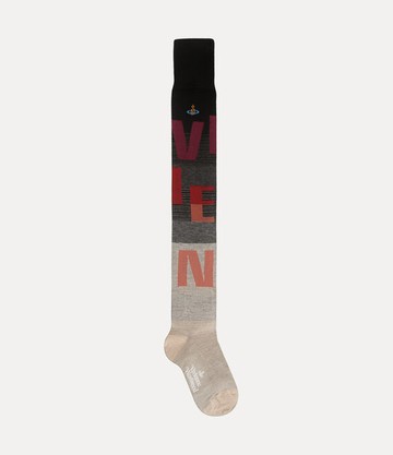 Vivienne Westwood Over The Knee Sock Logomania Grey Os-u Women