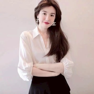 胖胖美依 白襯衫 短袖襯衫 工作襯衫S-2XL新款時尚氣質白色襯衣G637-7013.