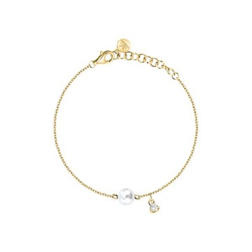 【MORELLATO】Perle Contemporary 925純銀珍珠美學手鍊-金色 SAWM06