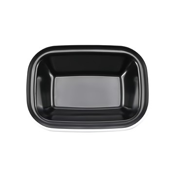 TATUNG 大同磁器 琺瑯 長方深碟 8吋 黑色純白邊  12個