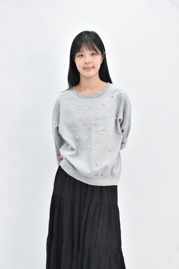 (2XL) e plus 韓牌株株灰色長袖上衣