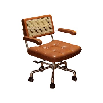 【HappyLife】復古風仿藤編滑輪椅 電腦椅 Y12252黑配茶