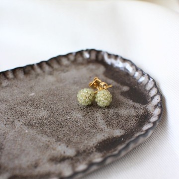 串珠耳飾_金平糖/橄欖綠/beading earrings