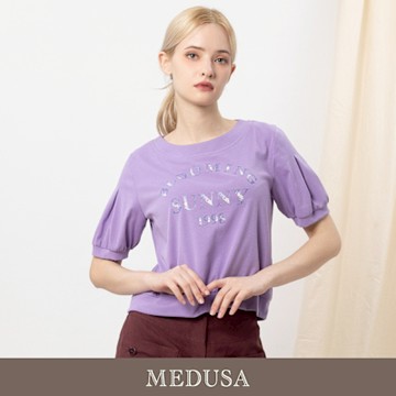 現貨【MEDUSA 曼度莎】紫色花卉 SUNNY 休閒T恤（M-XL）｜女休閒上衣 女短袖T恤