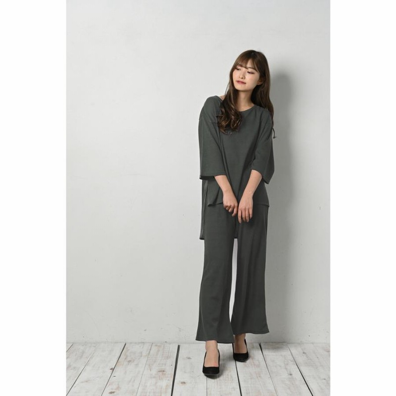 ☆ チャコール ☆ L-LL パンツ セットアップ 通販 ワイドパンツ  