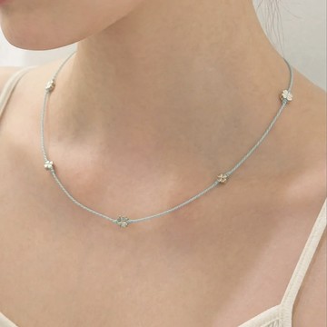 LESIS｜6 Clover Line Necklace 六顆幸運草項鍊 - Blue green 藍綠