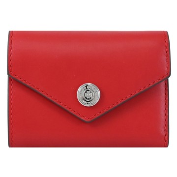 TORY BURCH 174388 內裏撞色壓紋扣式三折小短夾.紅/白