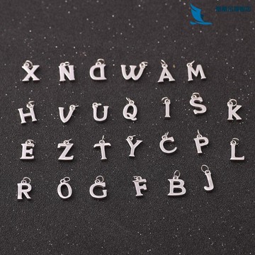 925純銀吊墜女單獨26個英文字母 diy項鏈不含鏈子 單墜子單顆簡約