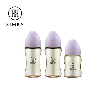 Simba 小獅王辛巴 - 蘊蜜鉑金PPSU寬口防脹氣奶瓶輕奢組(2中1小)-新生適用-紫芙