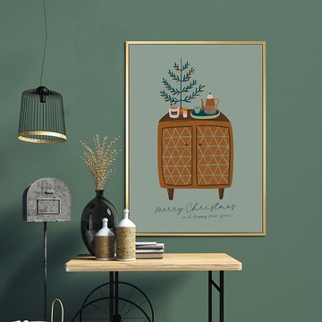 聖誕賀卡－小櫥櫃 - 可愛小櫥櫃聖誕插畫/聖誕交換禮物/居家佈置