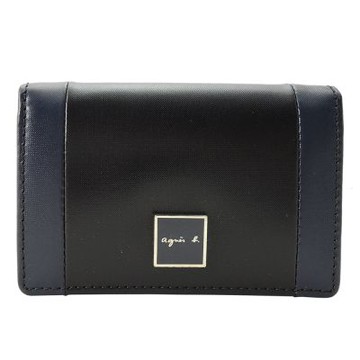agnes.b 方牌LOGO名片夾(深藍）/展示品