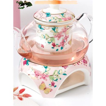 歐式骨瓷蠟燭加熱陶瓷玻璃泡花茶壺水果茶壺英式下午茶過濾泡茶器