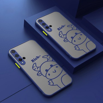 榮耀20pro手機殼親膚線條牛鏡頭全包防摔榮耀20保護套磨砂手感牛年ins潮新款男女情侶款硅膠邊撞色