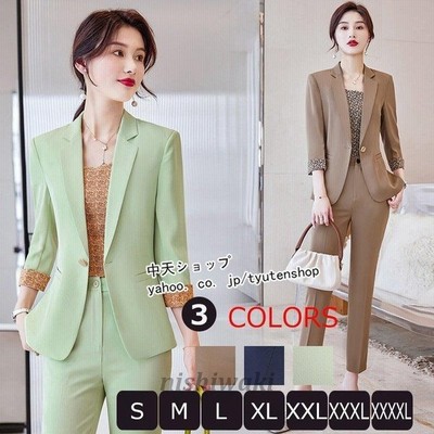 パンツスーツレディースビジネススーツ 七分袖ジャケット ロングパンツ 卒業式卒園式 テーラードジャケットフォーマル 入学式入園式スーツ通勤 春 成人式 通販 Lineポイント最大get Lineショッピング