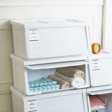 日本製河馬口MONO純白系前掀滑蓋收納箱-寬60CM-3入 單一規格