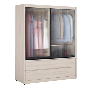 文創集 亨利5.1尺鋁框玻璃推門四抽衣櫃-152x61x196cm免組