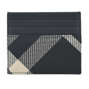 BURBERRY 新款格紋長版卡片夾(黑色/印花布)