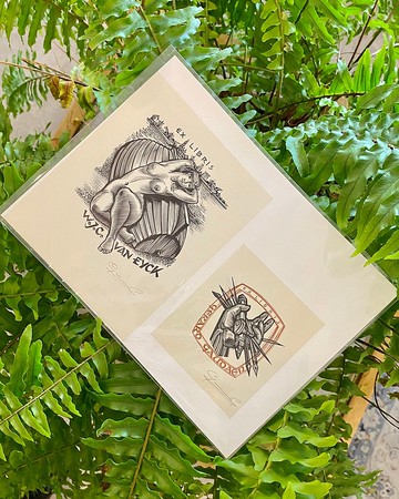 比利時藝術家 GAUDAEN, Gerard - Ex-libris - 藏書票 - 版畫