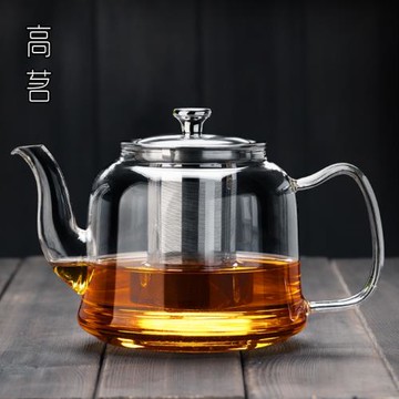高茗大容量泡茶壺玻璃茶壺商用玻璃加厚耐高溫茶水分離泡茶家用