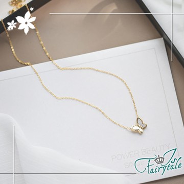 【伊飾童話】純真白蝶＊珠貝光鈦鋼短項鍊/金