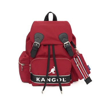 KANGOL 後背包 紅色 尼龍 零錢包 磁吸式 抽繩背包 6255174040