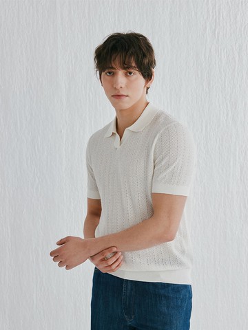 Murray Allan Texture Open Shirt Pullover Sweater [Ivory] (M52MPU013IV)