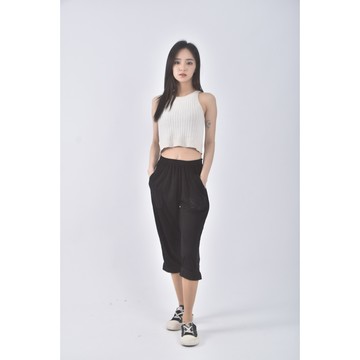 (S) 高腰質感垂墜感黑色長褲二手衣