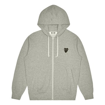 COMME des GARCONS PLAY Zip Hooded Sweatshirt With Black Family Heart 'Grey'