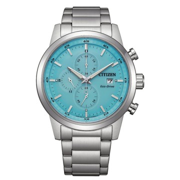 CITIZEN 星辰錶 CA0748-80L CHRONOGRAPH系列 碼錶計時光動能時尚腕錶 湖水綠 43mm｜樂天全館特惠中★指定刷卡回饋10%