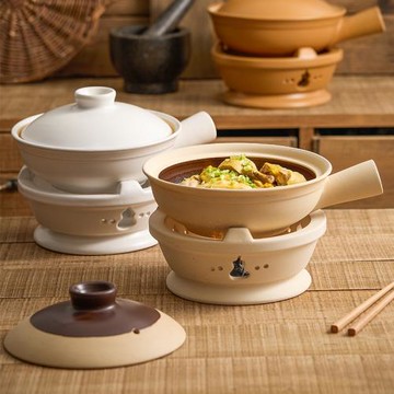 側把砂鍋家用耐高溫干燒不裂陶瓷煲仔飯煲湯燉鍋小號碳爐木炭爐子