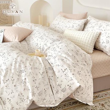 【DUYAN 竹漾】精梳純棉三件式枕套床包組 淺栗芙蘿 台灣製(加大)