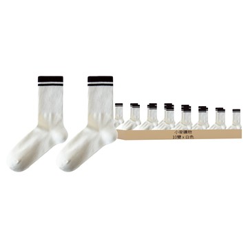 小麥購物 奶茶色系中筒襪 E002 24g 10雙  29cm  白色