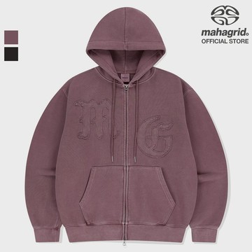 [MAHAGRID] 大哥特式剪裁顏料拉鍊連帽衫_中性_韓式