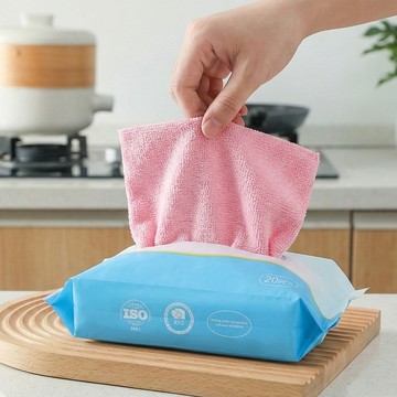 加厚抽取式乾濕兩用超細纖維抹布 20入/包 粉