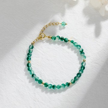 天然水草綠瑪瑙手鍊 D4503 人氣幸運手鍊 4mm纖細款 閨蜜手環 職場加分手鍊