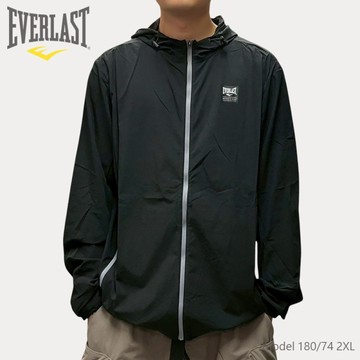 EVERLAST 外套 黑 防曬 涼感 連帽 風衣外套 男 4221116020