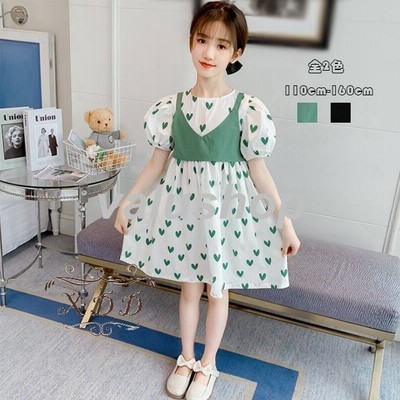 子ども服 夏服 ワンピース ハート柄 可愛い 女の子 姉妹 ワンピー 夏ワンピ 半袖 膝丈上 ハート 普段着 お出かけ 通学着 結婚式 記念日 リゾート 夏着 110 160 通販 Lineポイント最大get Lineショッピング