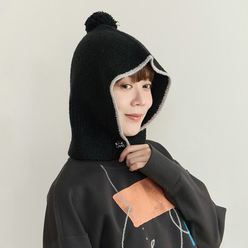 a la sha 坑條圍脖圈圈毛線帽