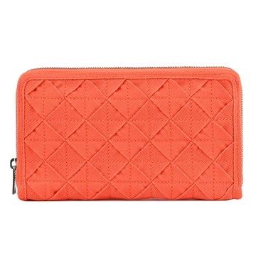 BOTTEGA VENETA 657356 帆布織帶編織寬版手拿包/皮夾.橘