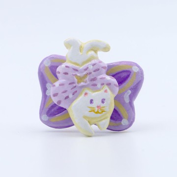 【白貓天使降臨】夢幻紫色蝴蝶結貓咪天使原創手作旋轉戒指